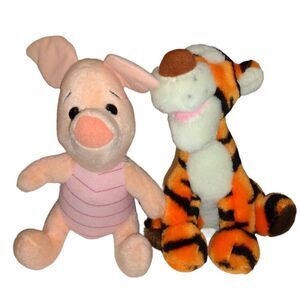 Two 1993 Walt Disney World Winnie the Pooh Plush Characters Tigger and Piglet